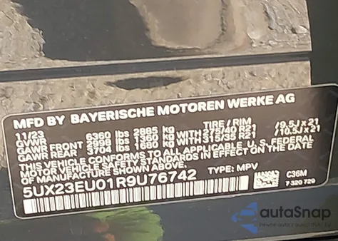 2024 BMW X5 xDrive40I from USA, damaged, VIN 5UX23EU01R9U76742